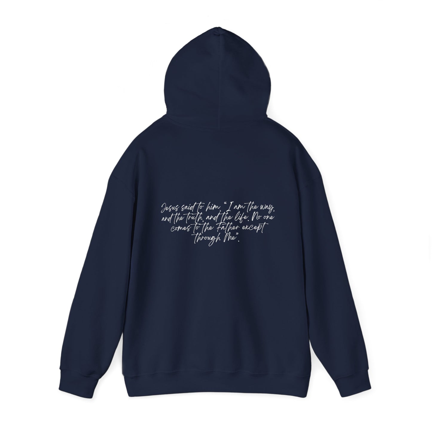 John 14:6 w/ Full Scripture On Back Unisex Heavy Blend™ Hooded Sweatshirt