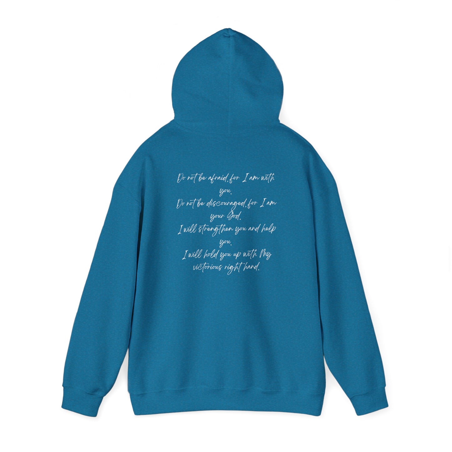 Isaiah 41:10 w/ Full Scripture On Back Unisex Heavy Blend™ Hooded Sweatshirt