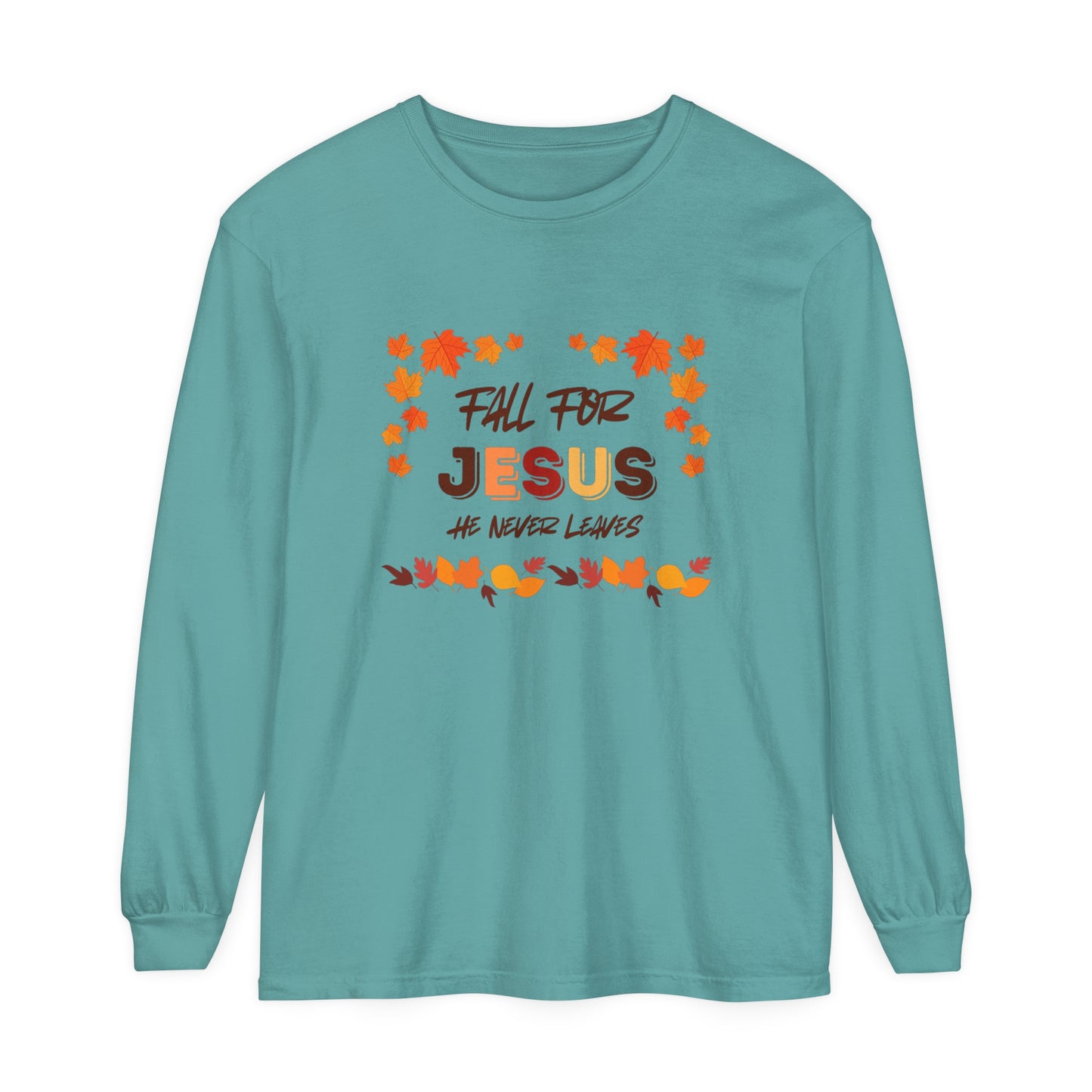 Fall For Jesus Harvest Long Sleeve T Unisex Garment-dyed Long Sleeve T-Shirt