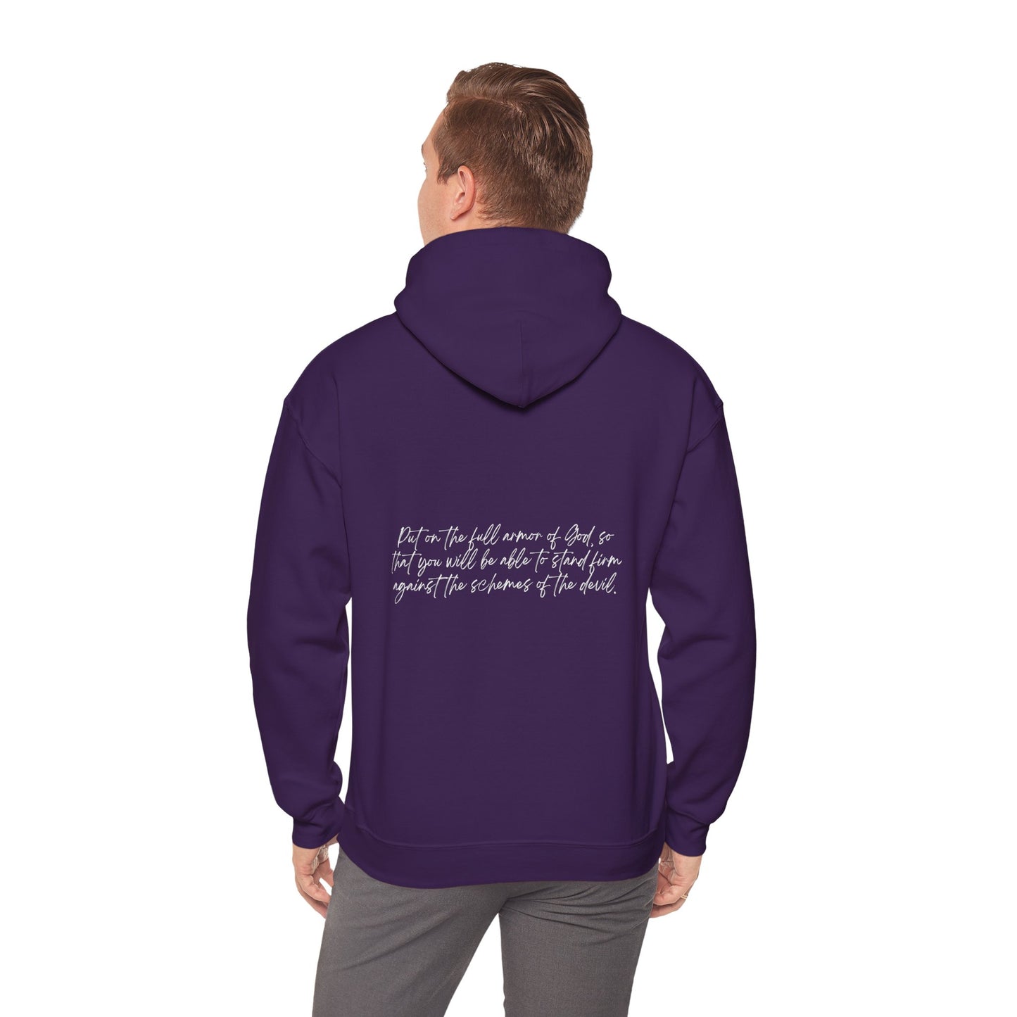 Ephesians 6:11 Armor w/ Full Scripture on Back Unisex Heavy Blend™ Hooded Sweatshirt