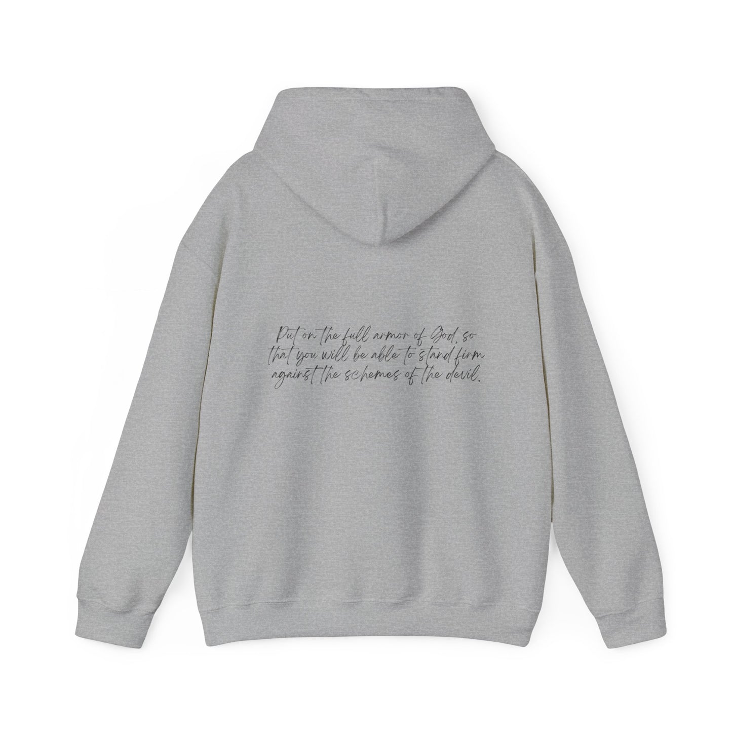 Ephesians 6:11 Armor w/ Full Scripture on Back Unisex Heavy Blend™ Hooded Sweatshirt