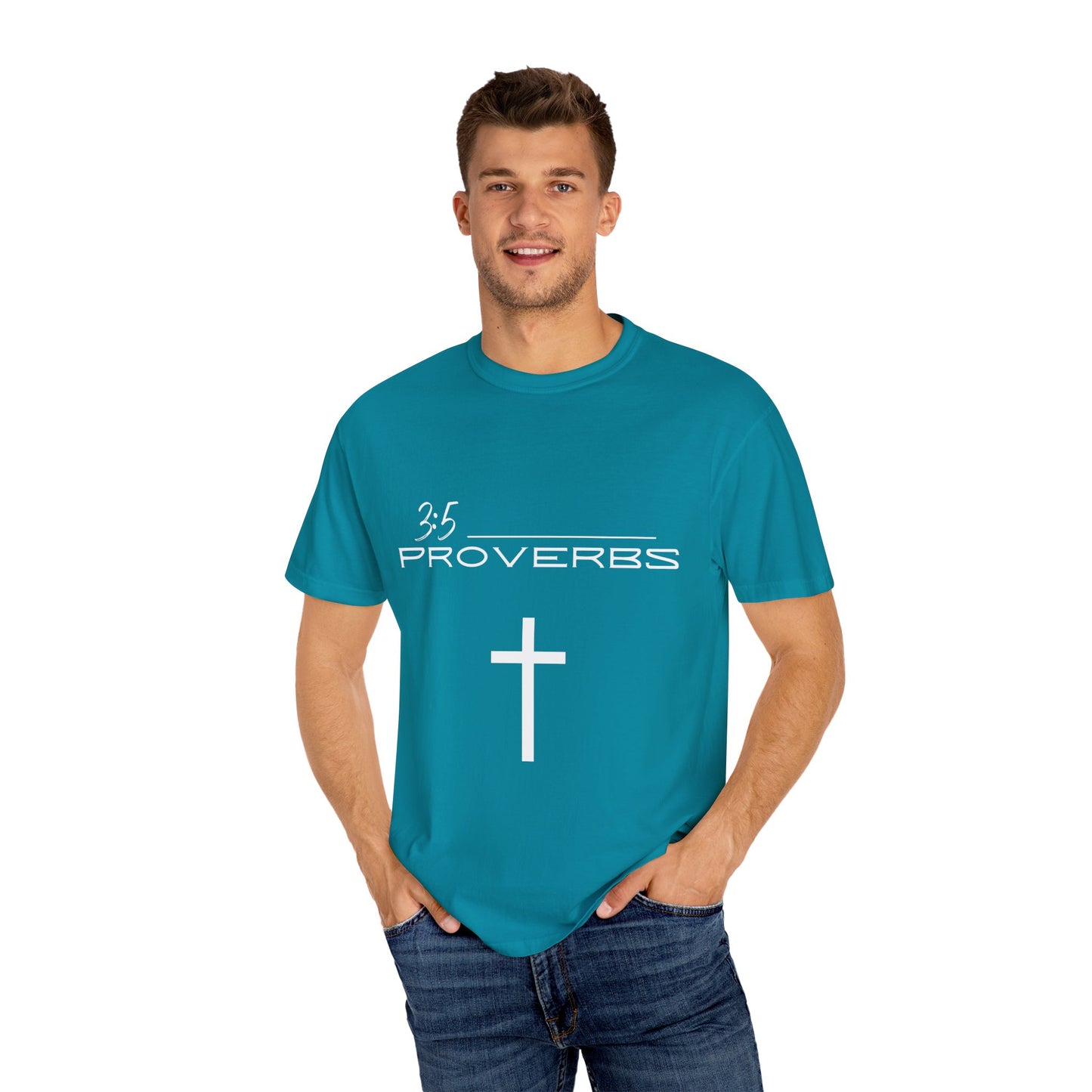 Proverbs 3:5 w/ Full Scripture on Back Unisex Garment-Dyed T-shirt