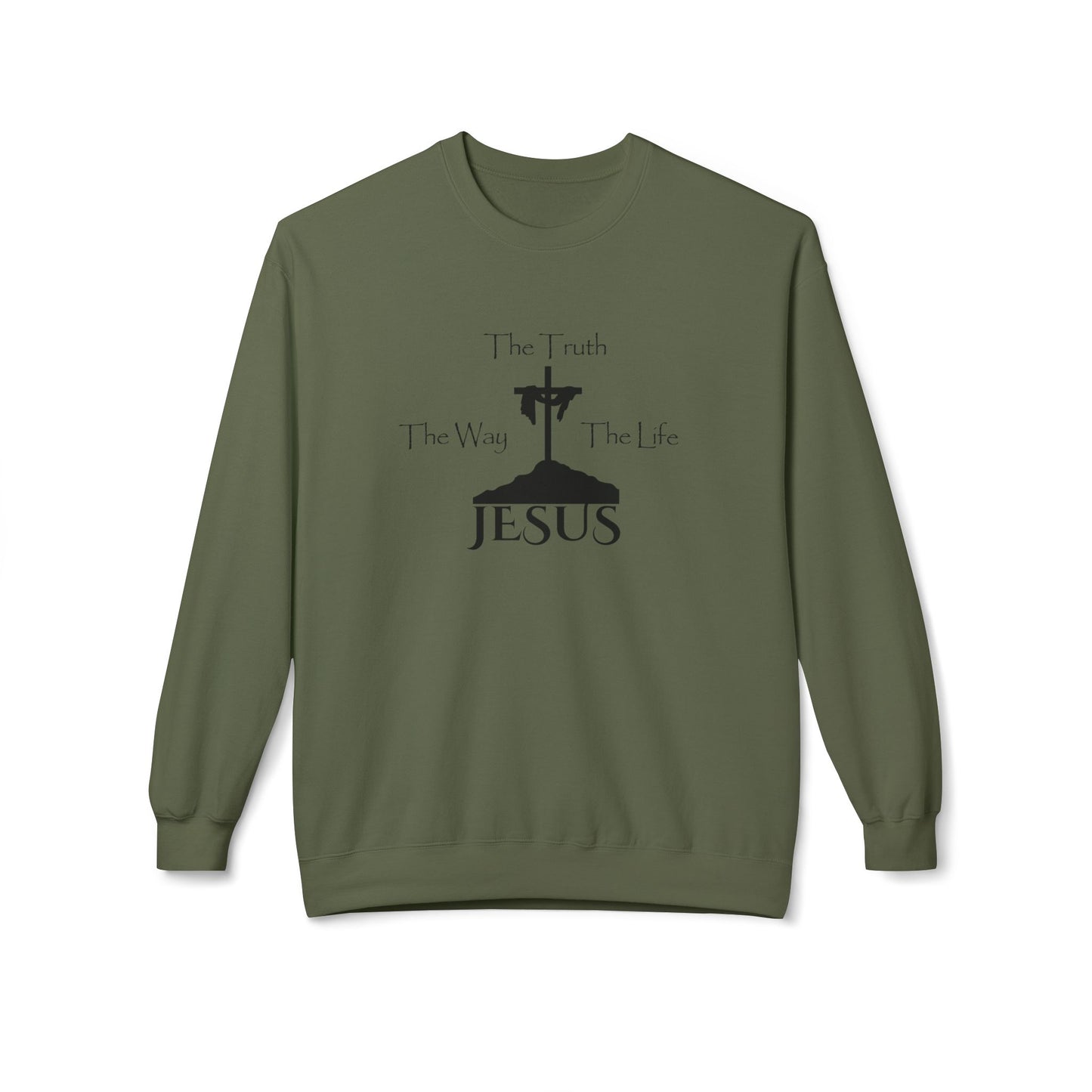 Jesus The Way The Truth The Life Unisex Midweight Softstyle Fleece Crewneck Sweatshirt