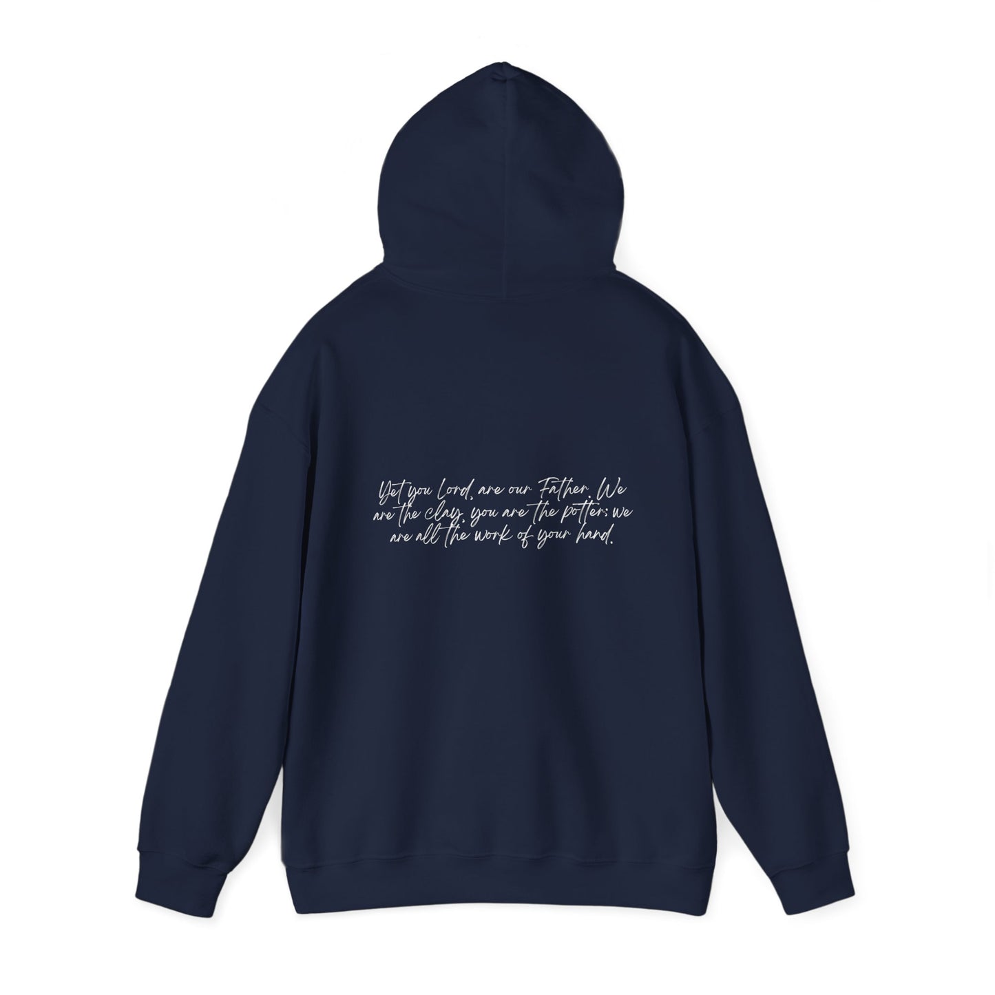 Isaiah 64:8 w/ Full Scripture On Back Unisex Heavy Blend™ Hooded Sweatshirt