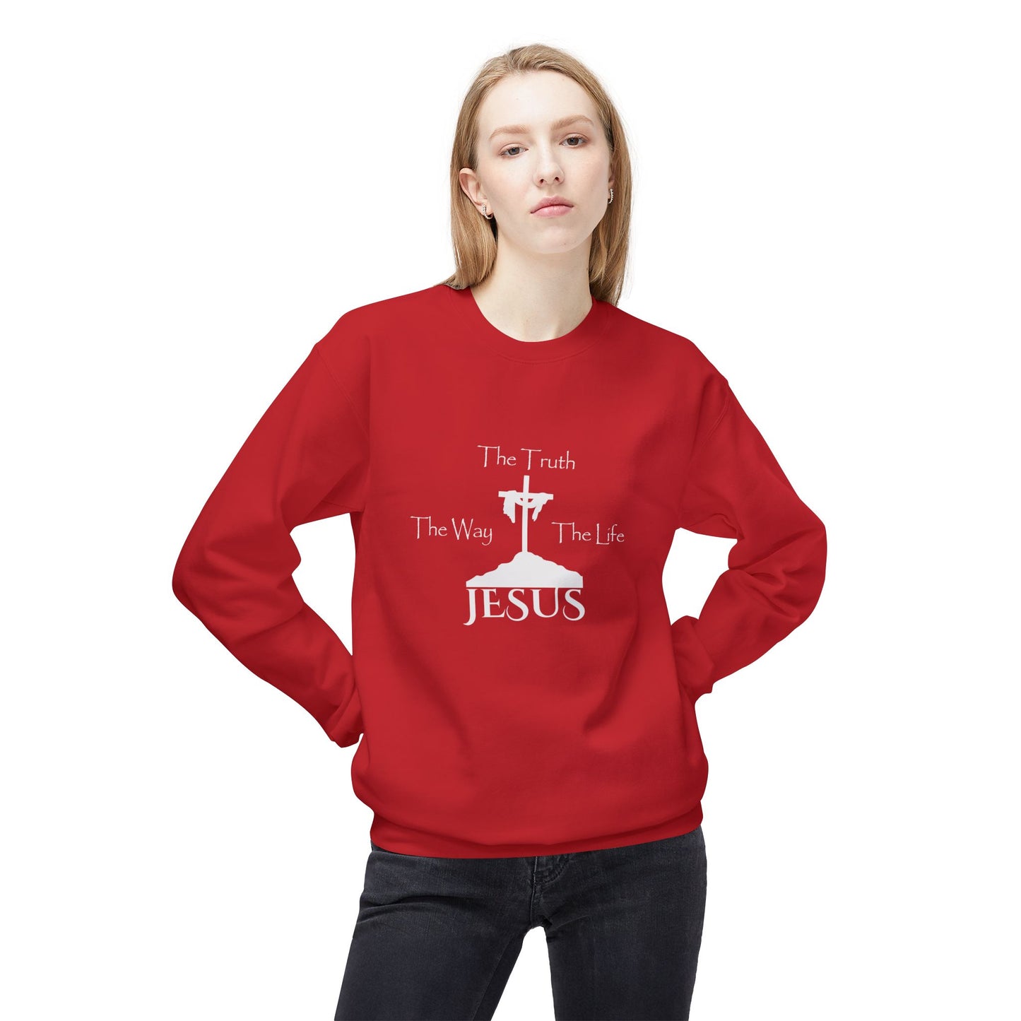 Jesus The Way The Truth The Life Unisex Midweight Softstyle Fleece Crewneck Sweatshirt