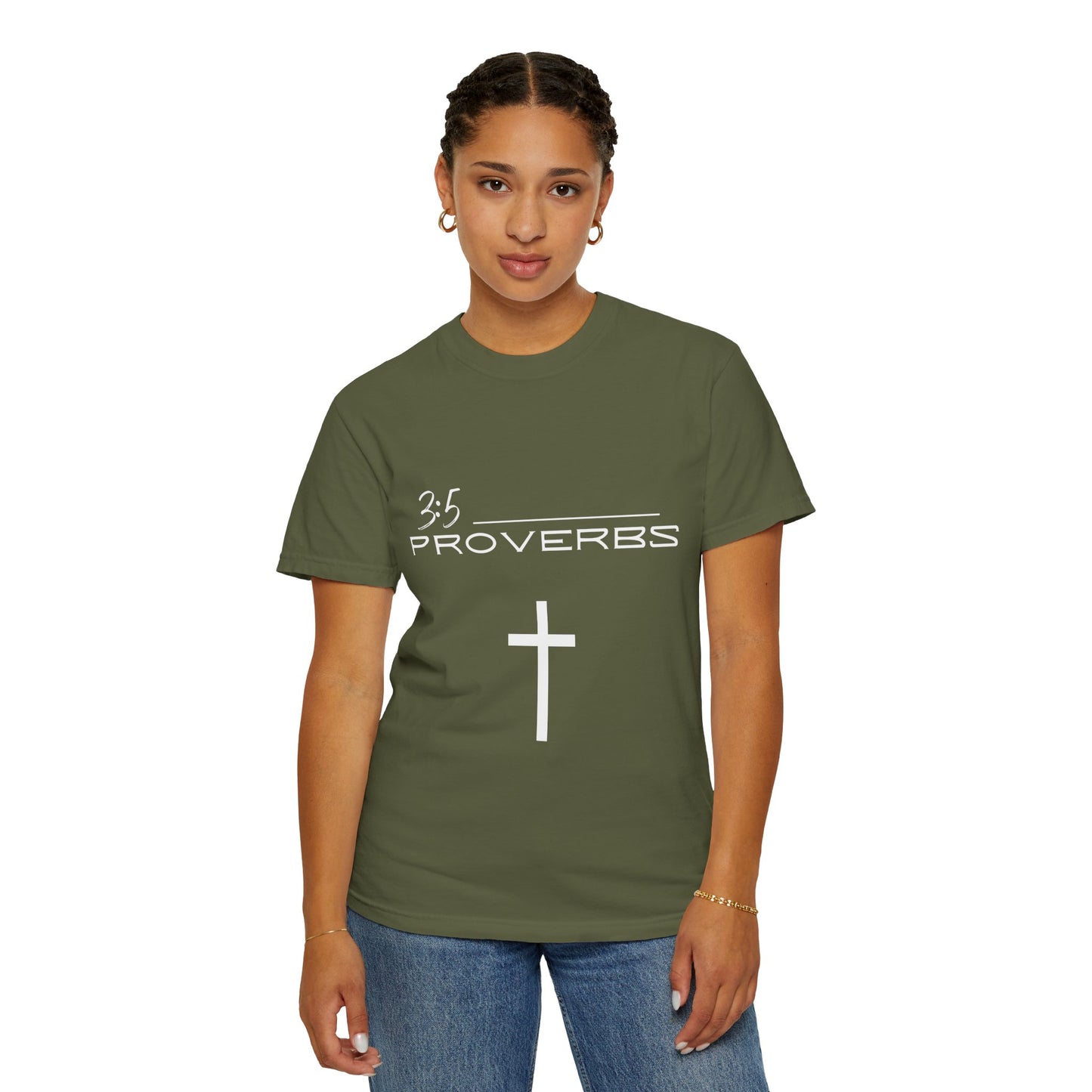 Proverbs 3:5 w/ Full Scripture on Back Unisex Garment-Dyed T-shirt