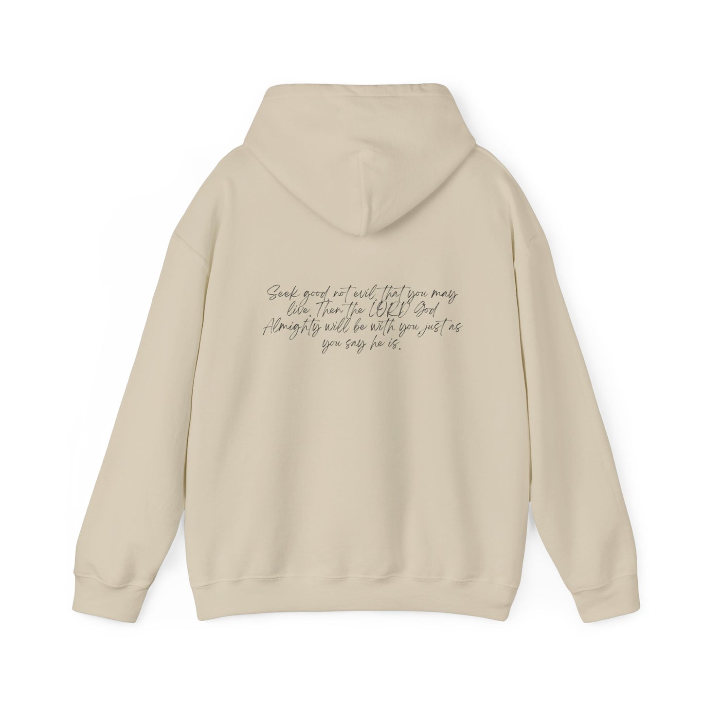 Amos 5:14 w/ Full Scripture on Back Unisex Heavy Blend™ Hooded Sweatshirt