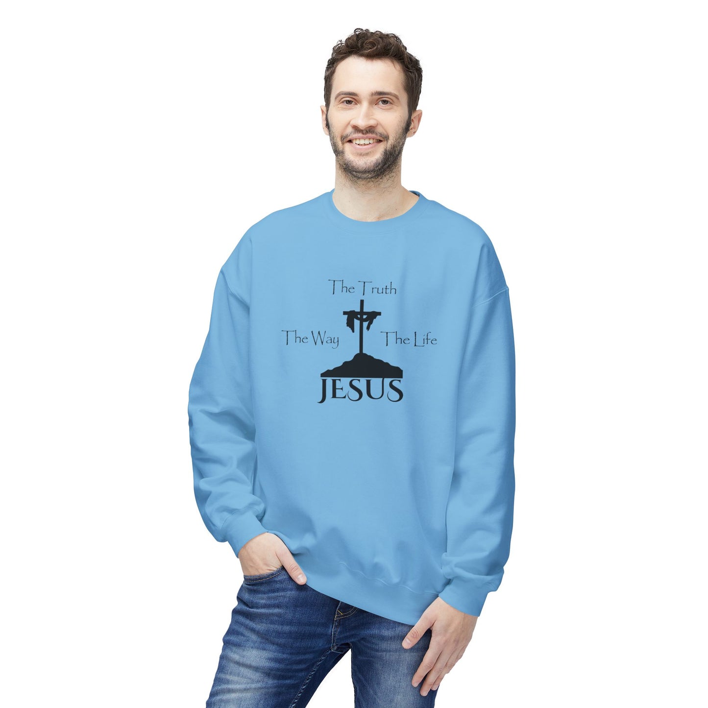 Jesus The Way The Truth The Life Unisex Midweight Softstyle Fleece Crewneck Sweatshirt