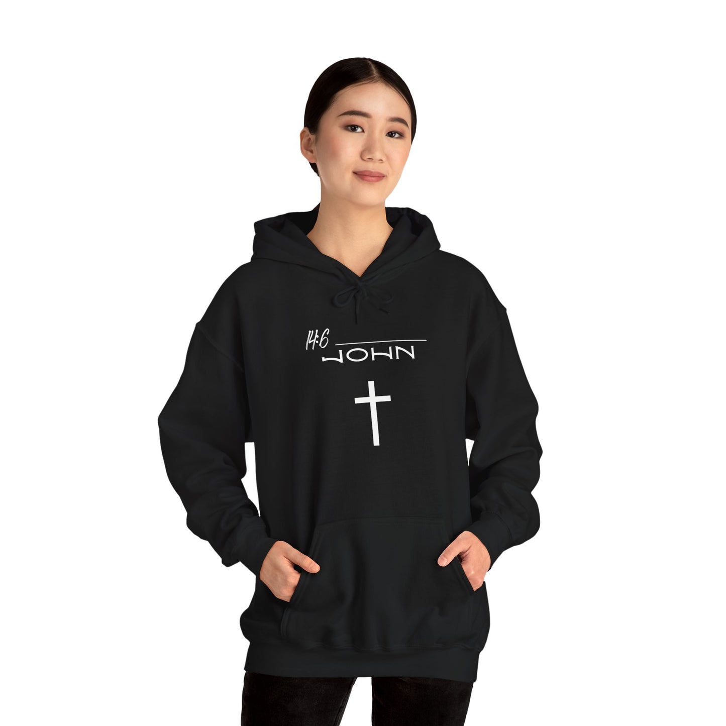 John 14:6 w/ Full Scripture On Back Unisex Heavy Blend™ Hooded Sweatshirt