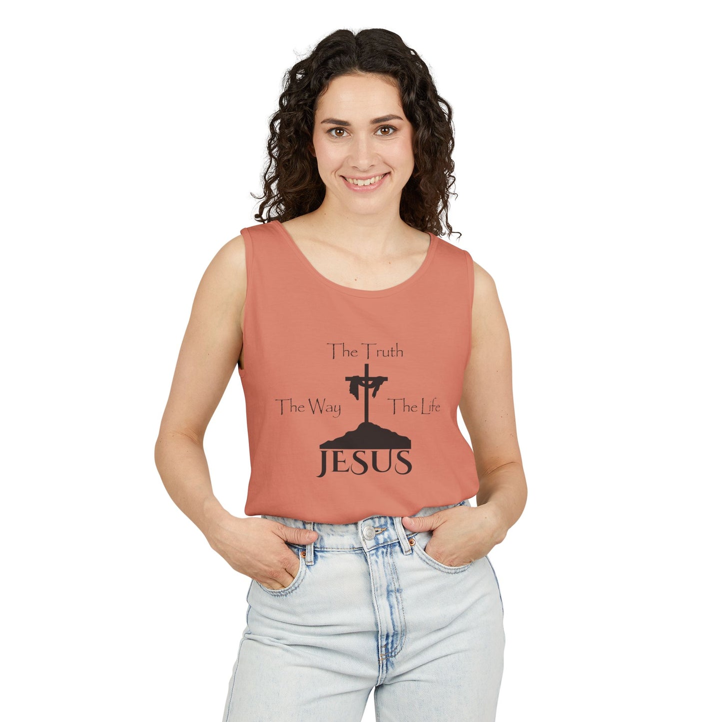 Jesus The Way The Truth The Life Unisex Garment-Dyed Tank Top