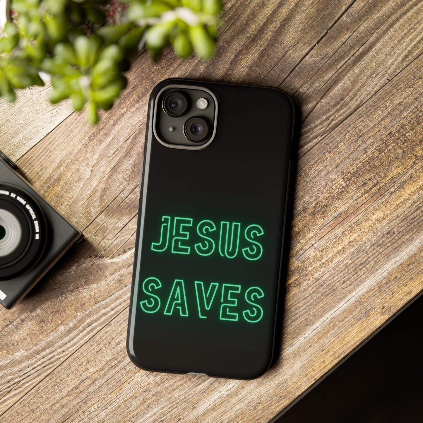 Jesus Saves Neon Signage Green Tough Cases