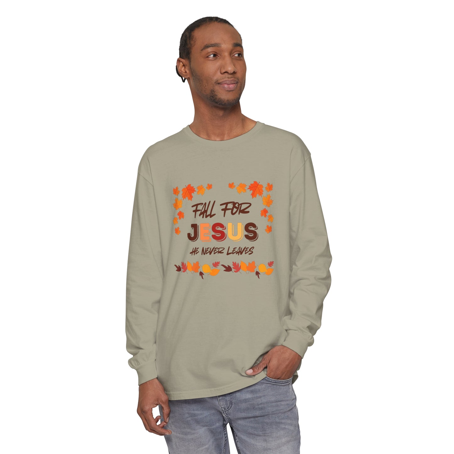 Fall For Jesus Harvest Long Sleeve T Unisex Garment-dyed Long Sleeve T-Shirt