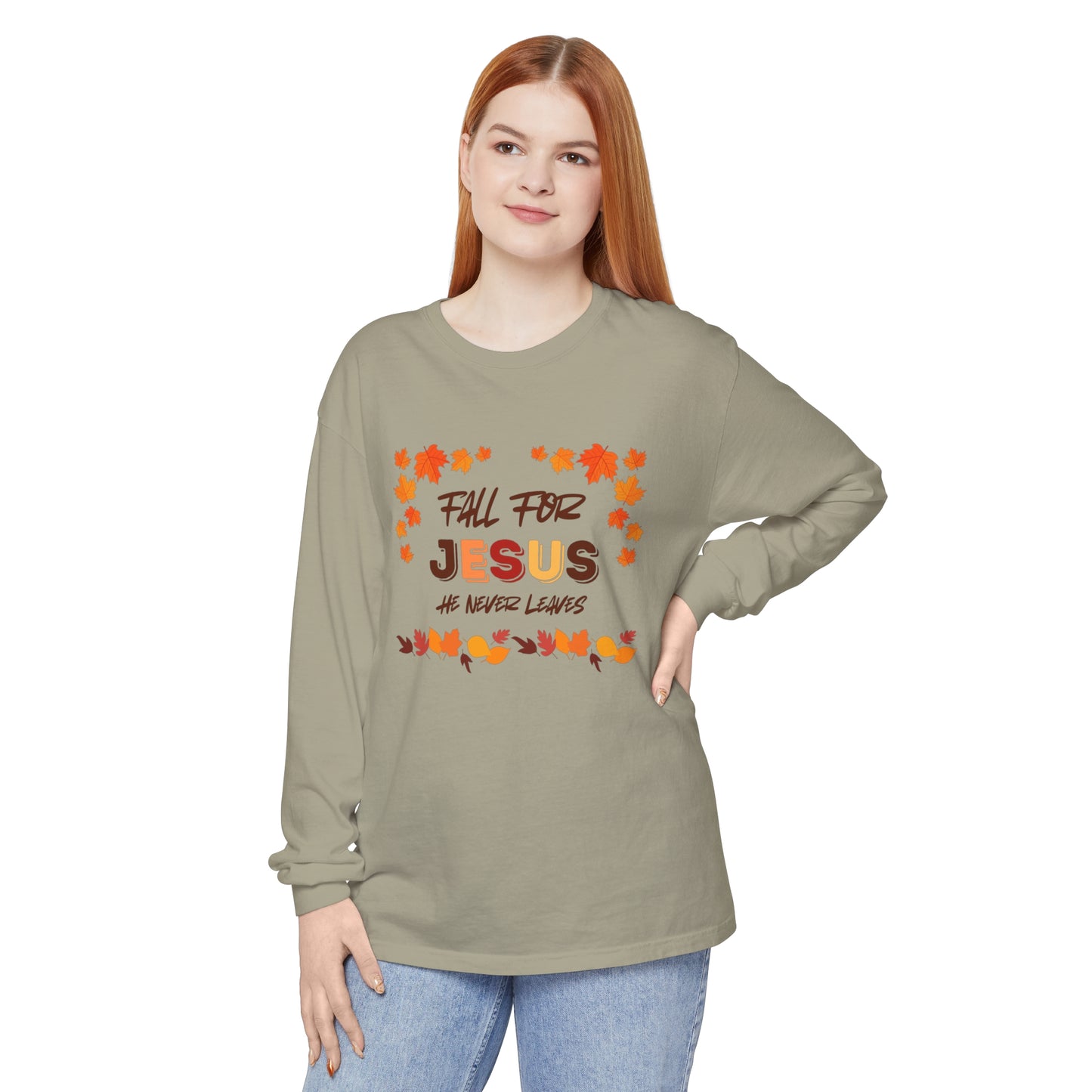 Fall For Jesus Harvest Long Sleeve T Unisex Garment-dyed Long Sleeve T-Shirt