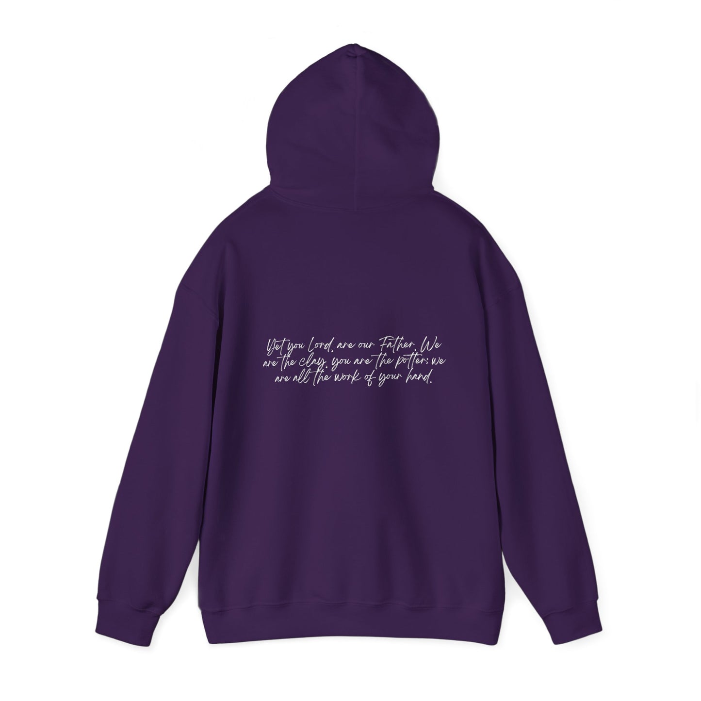 Isaiah 64:8 w/ Full Scripture On Back Unisex Heavy Blend™ Hooded Sweatshirt