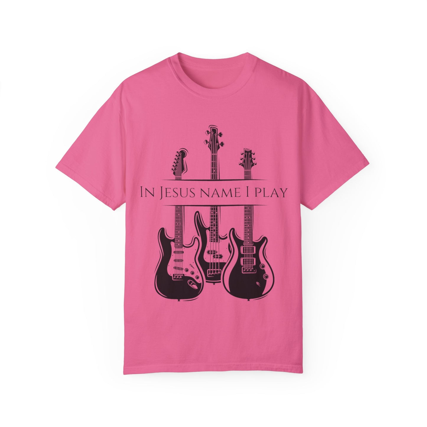 In Jesus Name I Play w/ Psalm 150:4 on Back Unisex Garment-Dyed T-shirt