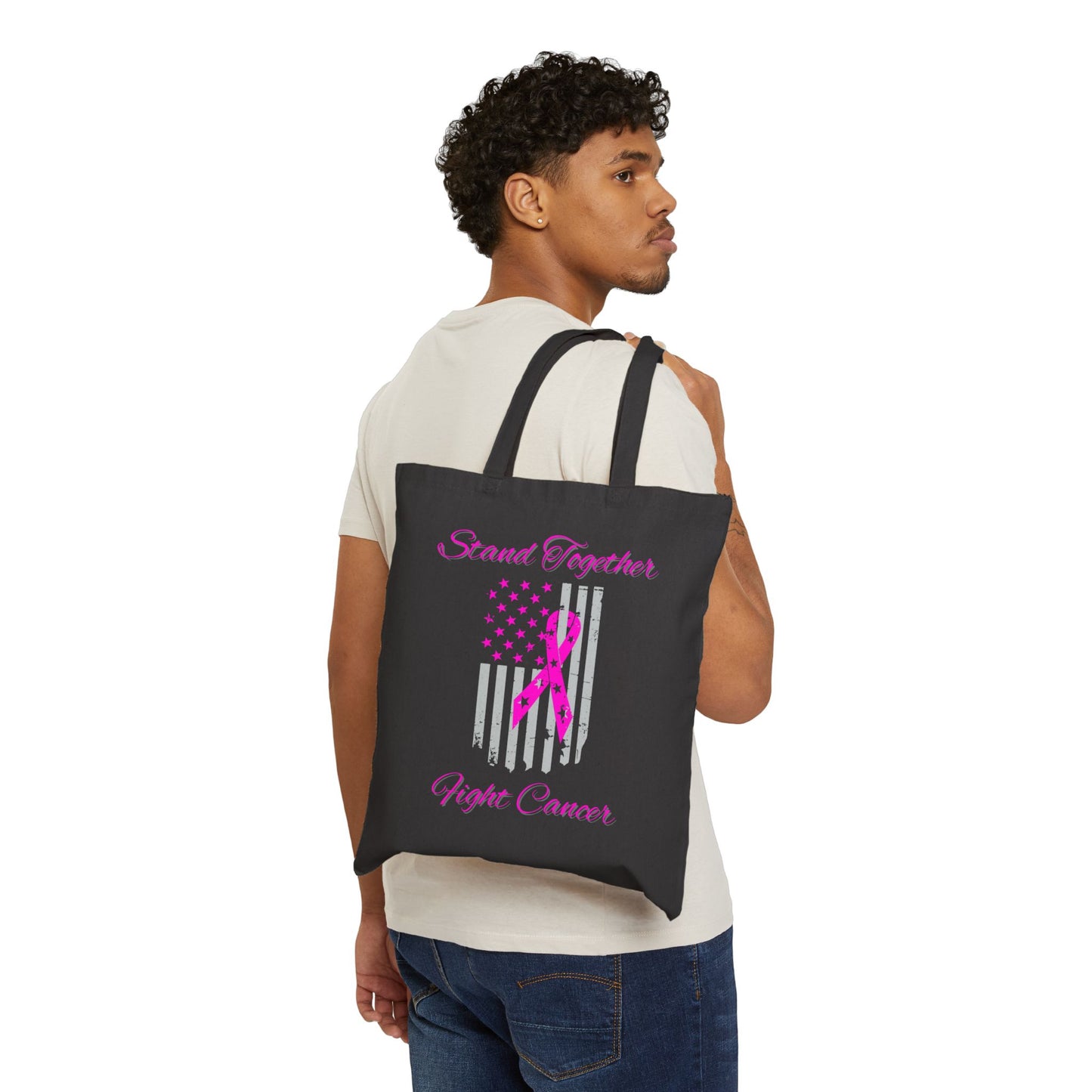 Stand Together Fight Breast Cancer Cotton Canvas Tote Bag