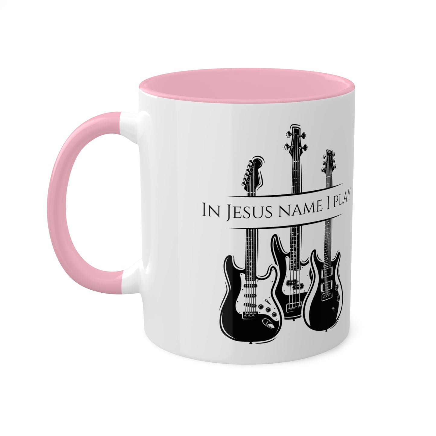 In Jesus Name I Play Colorful Mugs, 11oz