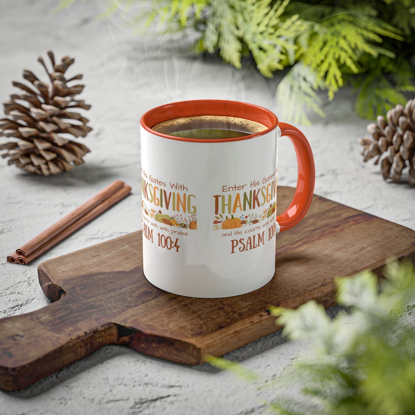 Thanksgiving Psalm 100:4 Colorful Mugs, 11oz