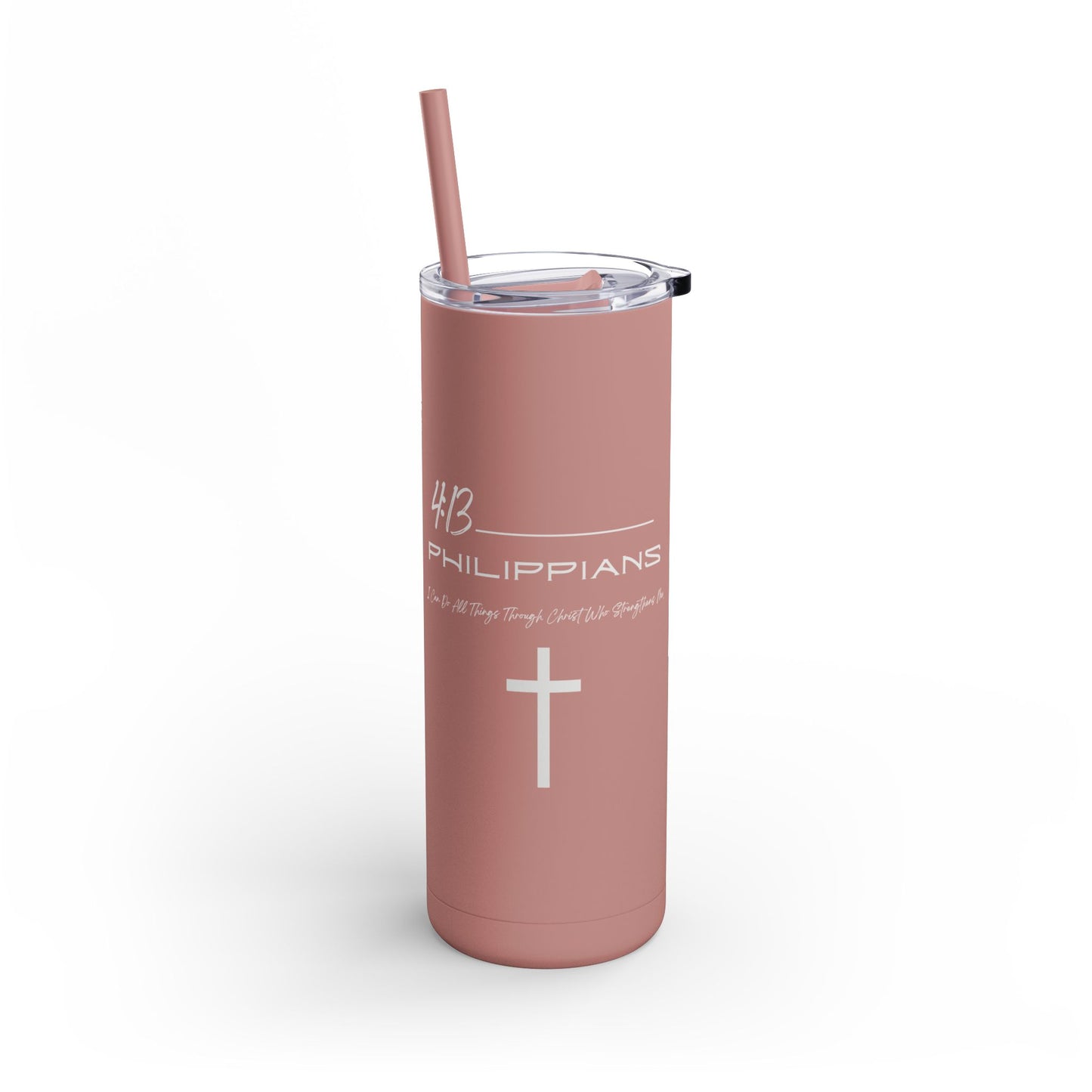 Philippians 4:13 Maars Maker Skinny Matte Tumbler, 20oz