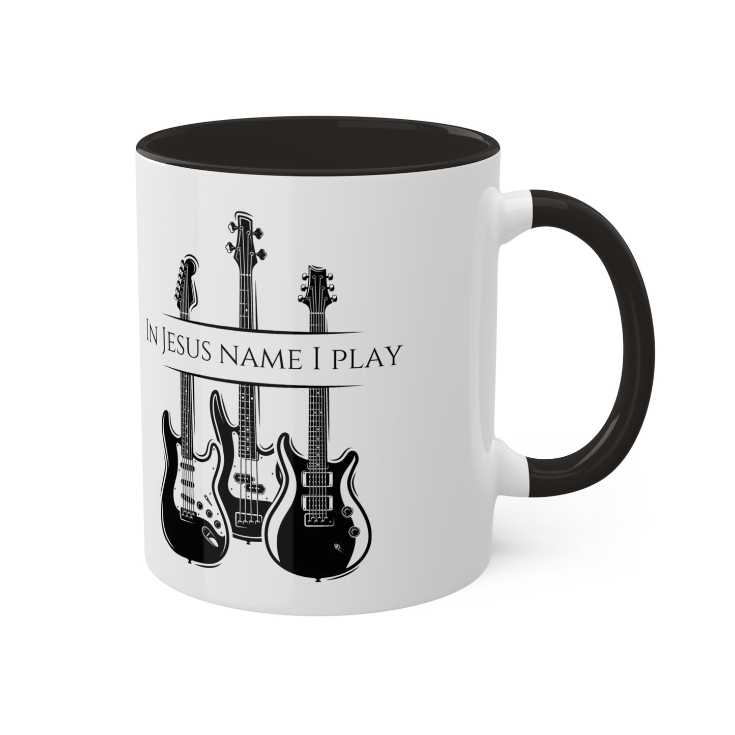 In Jesus Name I Play Colorful Mugs, 11oz