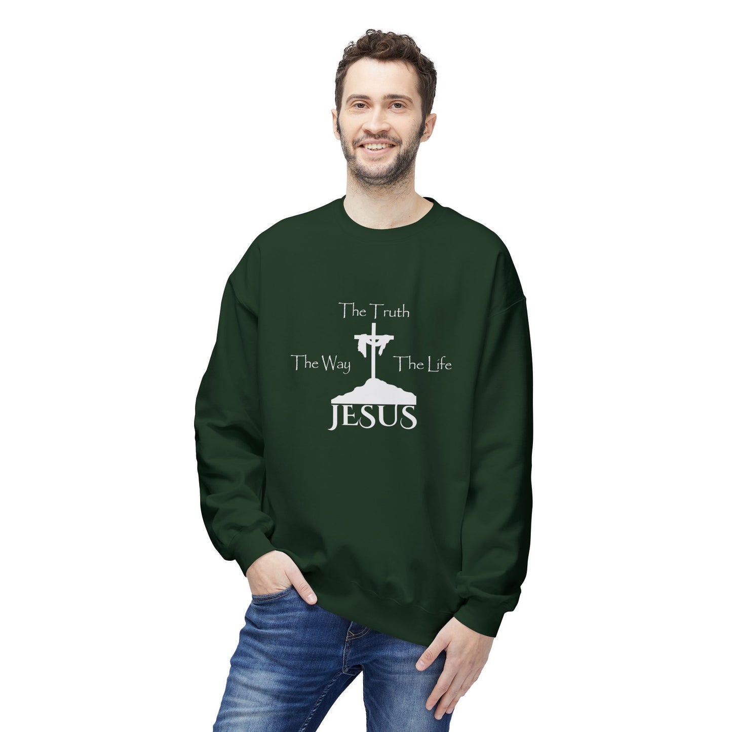 Jesus The Way The Truth The Life Unisex Midweight Softstyle Fleece Crewneck Sweatshirt