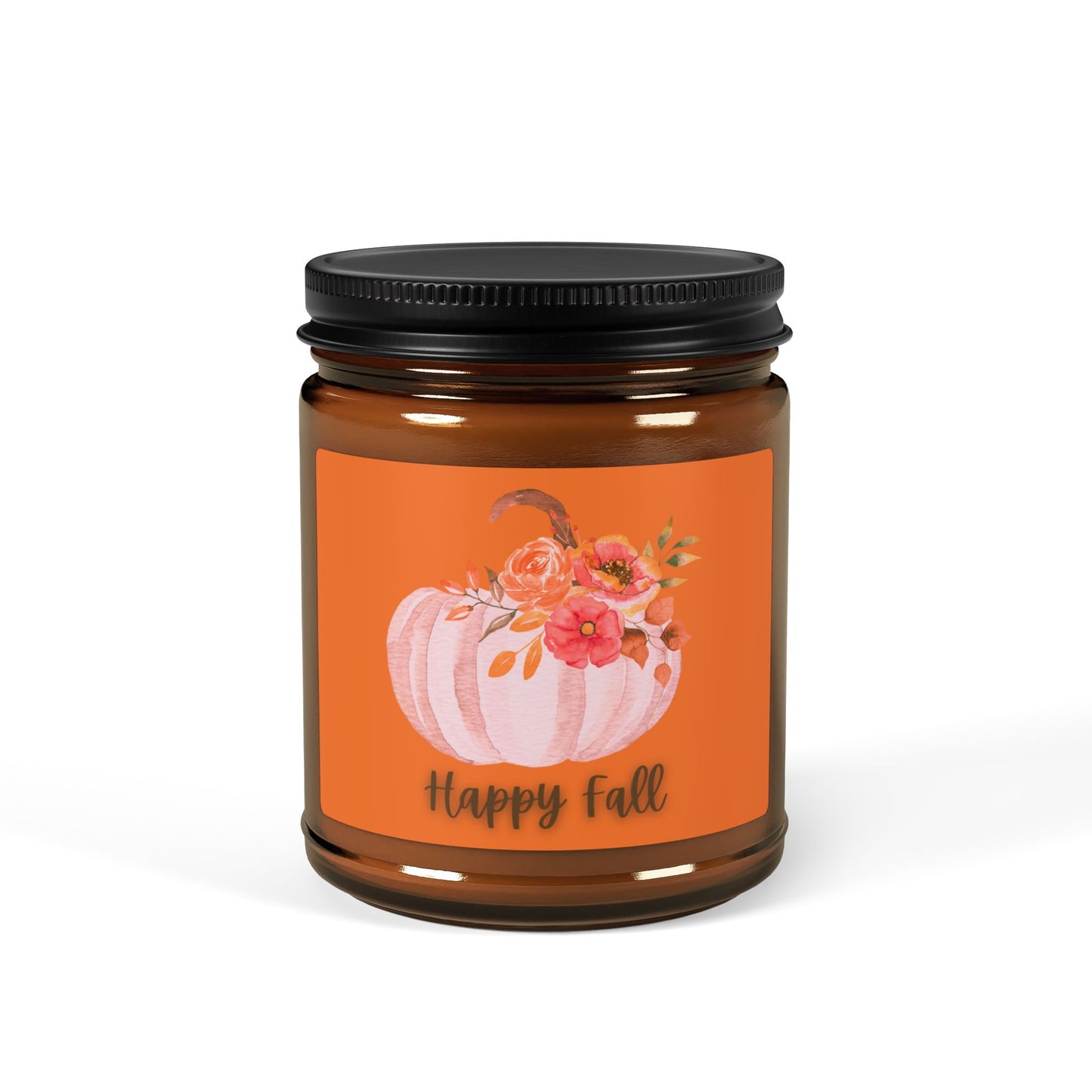 Happy Fall Scented Soy Candle (Multi-Size, Amber Jar)