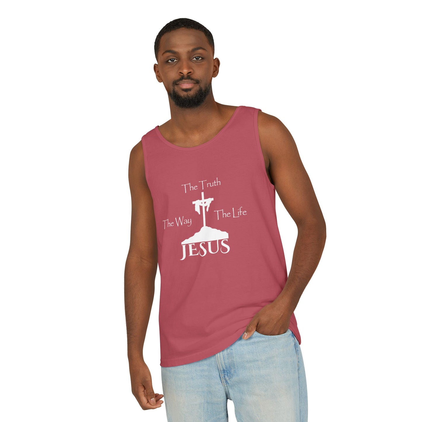 Jesus The Way The Truth The Life Unisex Garment-Dyed Tank Top