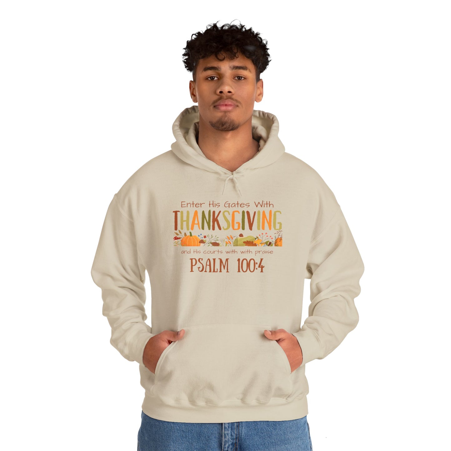 Thanksgiving Psalm 100:4 Unisex Heavy Blend™ Hooded Sweatshirt