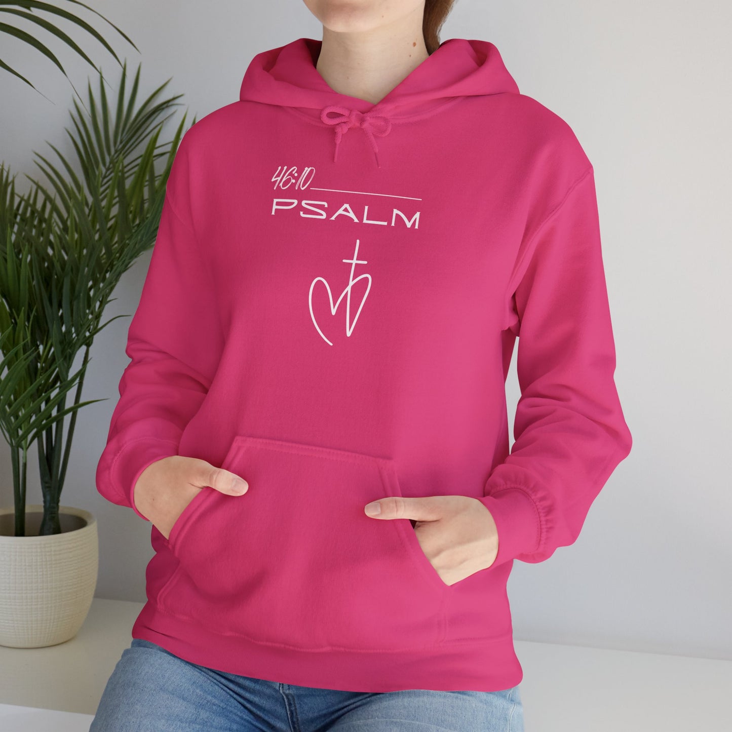 Psalm 46:10 w/ Full Scripture on Back Unisex Heavy Blend™ Hooded Sweatshirt