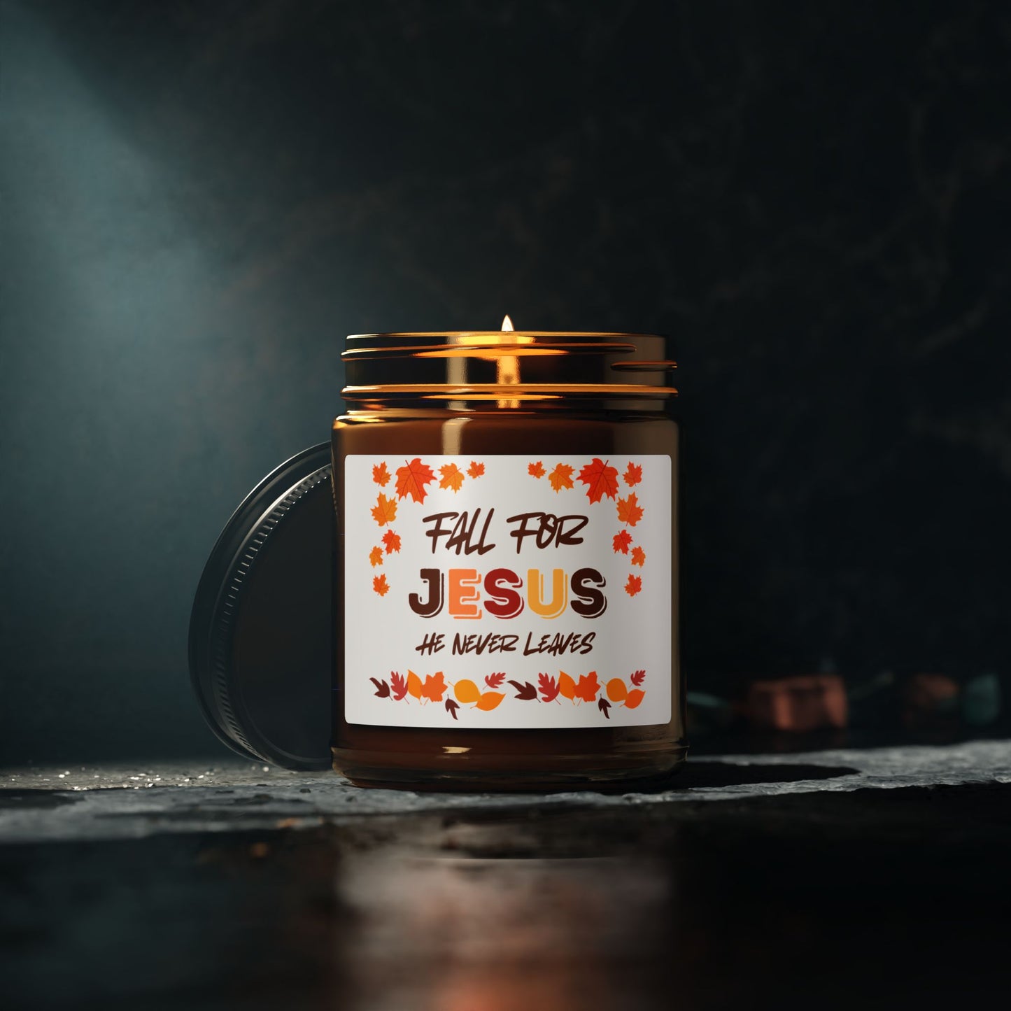 Fall For Jesus Harvest Scented Soy Candle (Multi-Size, Amber Jar)