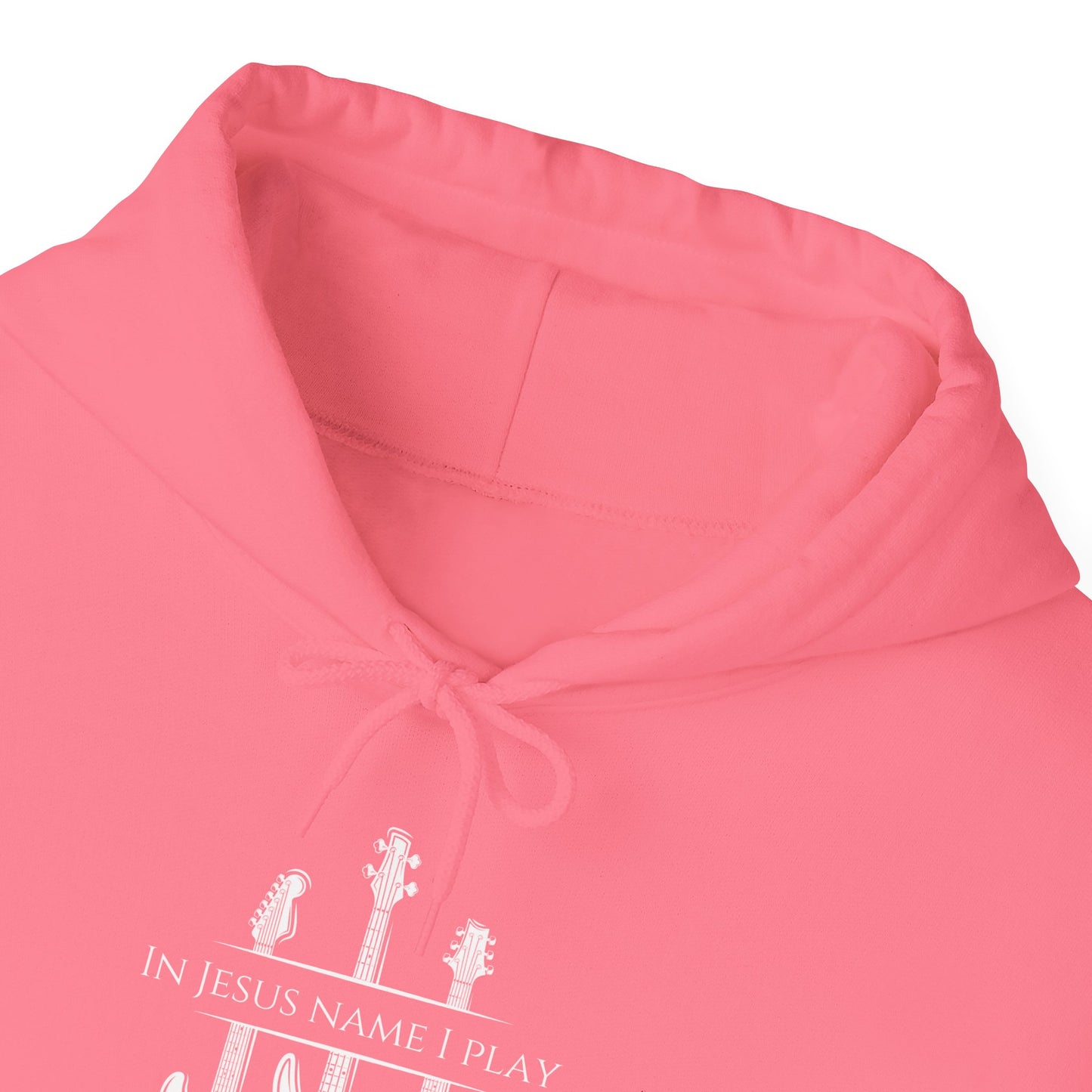 In Jesus Name I Play w/ Psalm 150:4 On Back Unisex Heavy Blend™ Hooded Sweatshirt