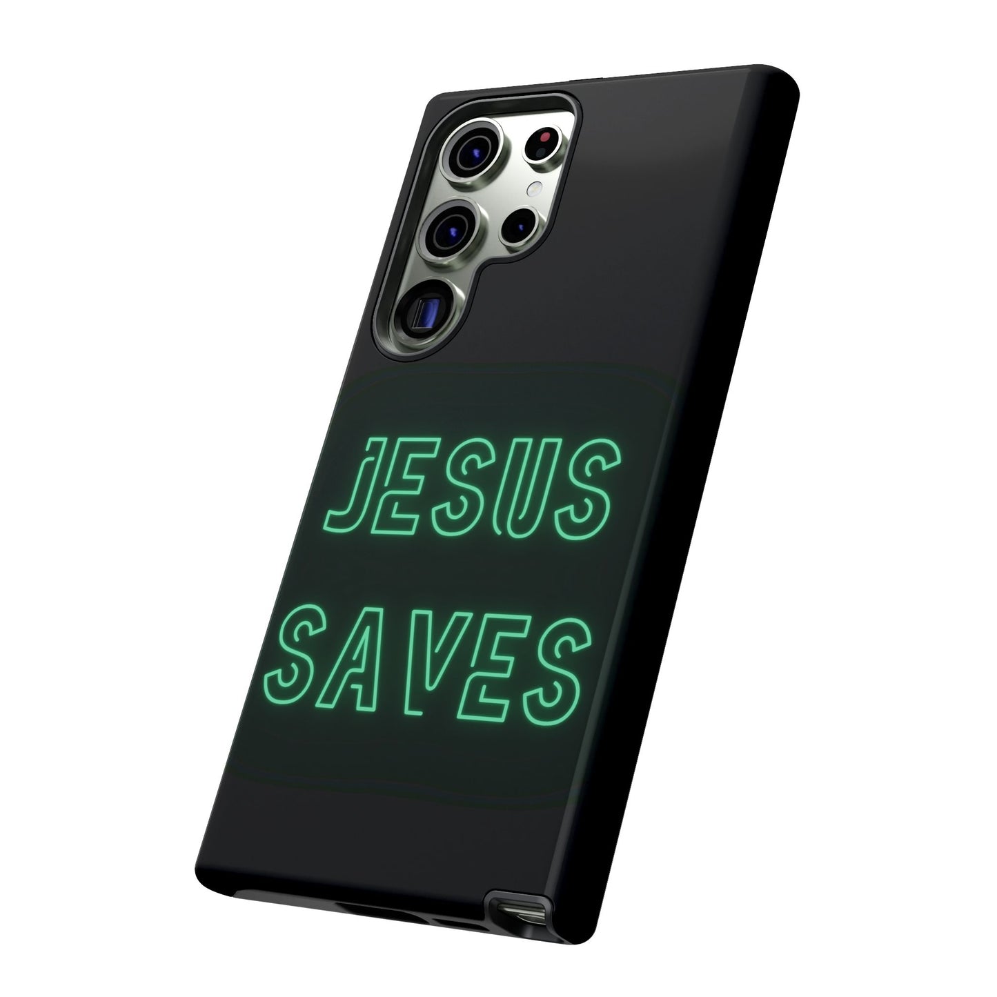 Jesus Saves Neon Signage Green Tough Cases