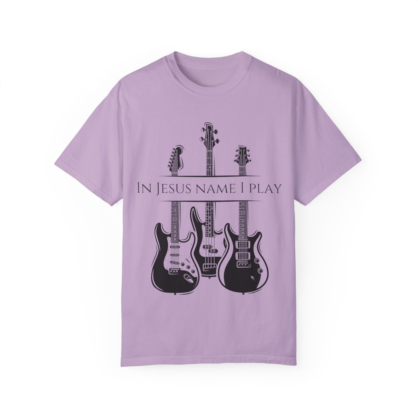 In Jesus Name I Play w/ Psalm 150:4 on Back Unisex Garment-Dyed T-shirt