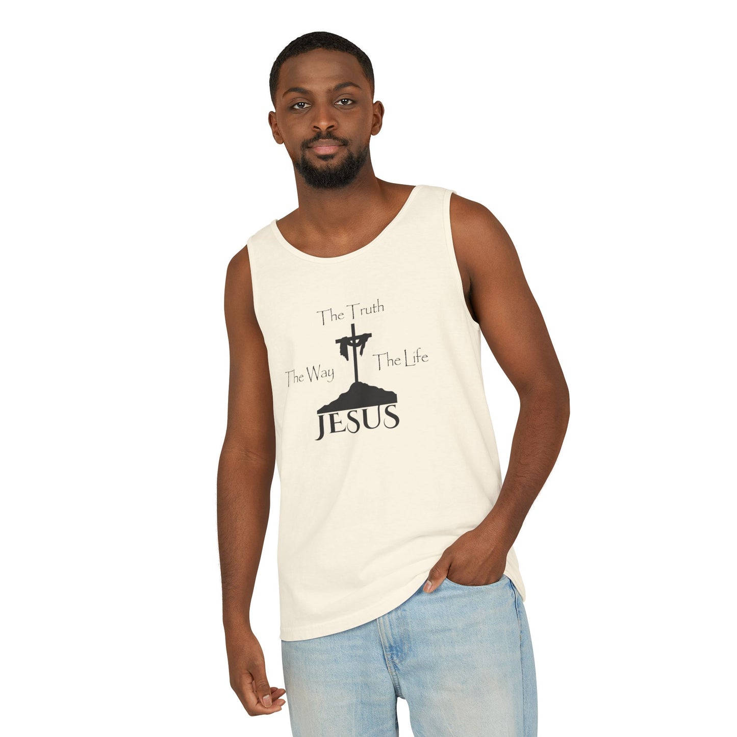 Jesus The Way The Truth The Life Unisex Garment-Dyed Tank Top