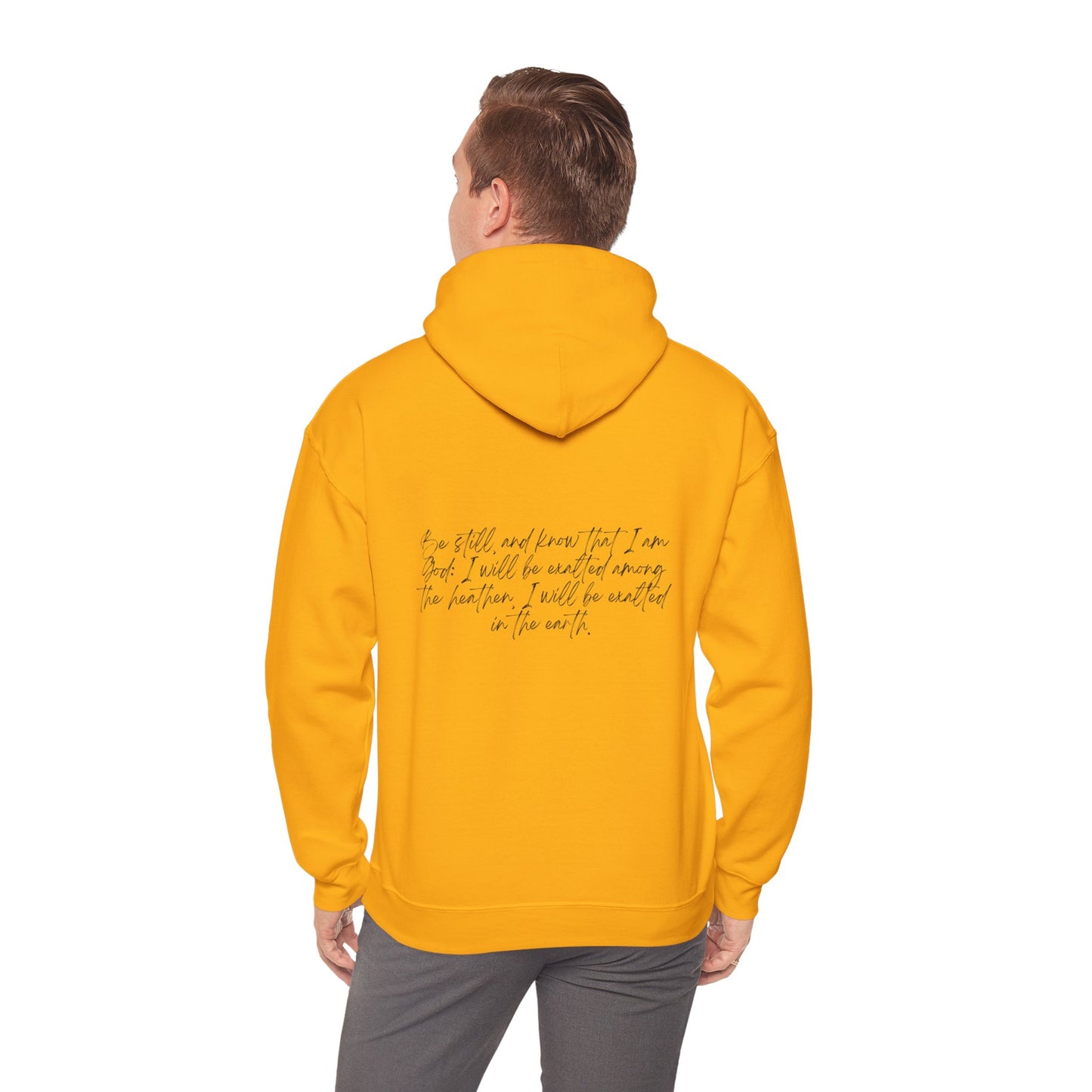 Psalm 46:10 w/ Full Scripture on Back Unisex Heavy Blend™ Hooded Sweatshirt