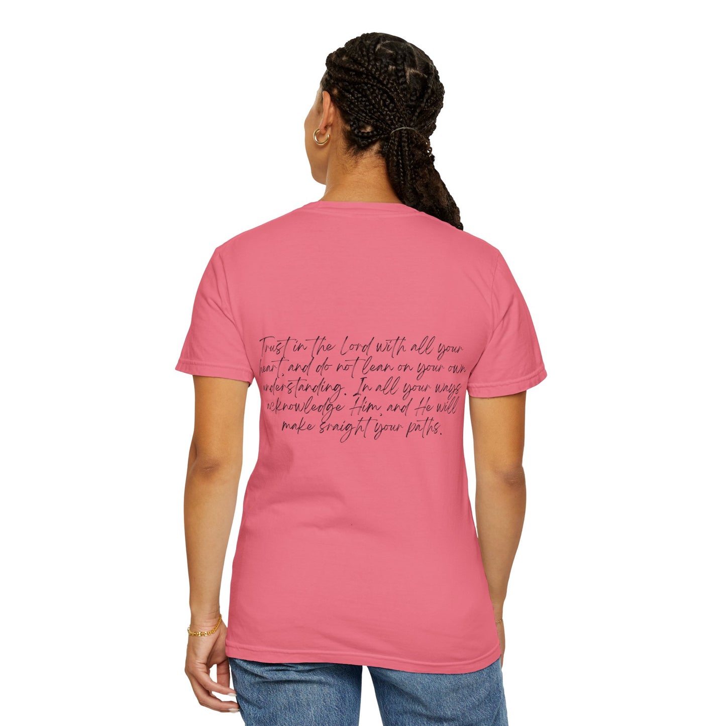 Proverbs 3:5 w/ Full Scripture on Back Unisex Garment-Dyed T-shirt