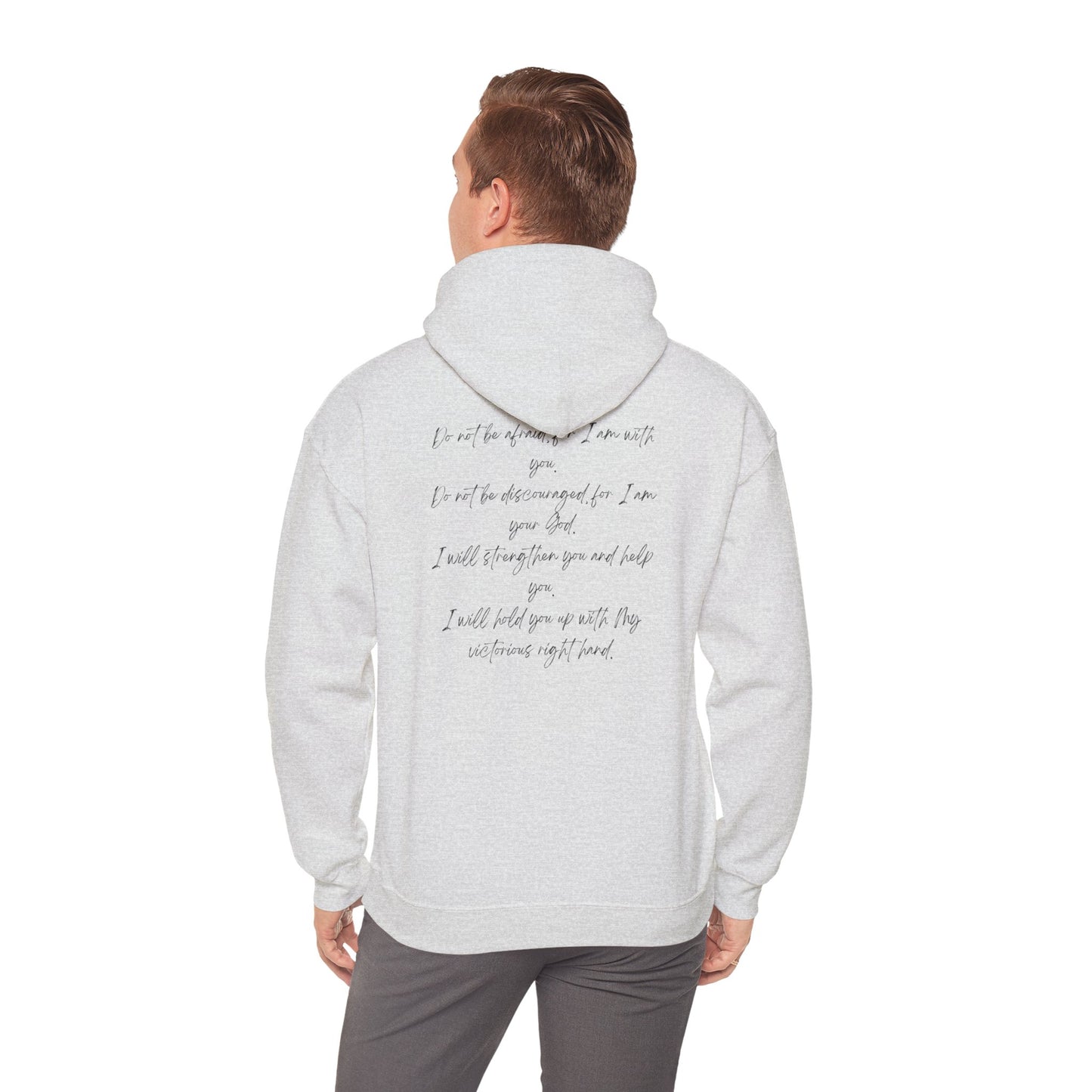 Isaiah 41:10 w/ Full Scripture On Back Unisex Heavy Blend™ Hooded Sweatshirt