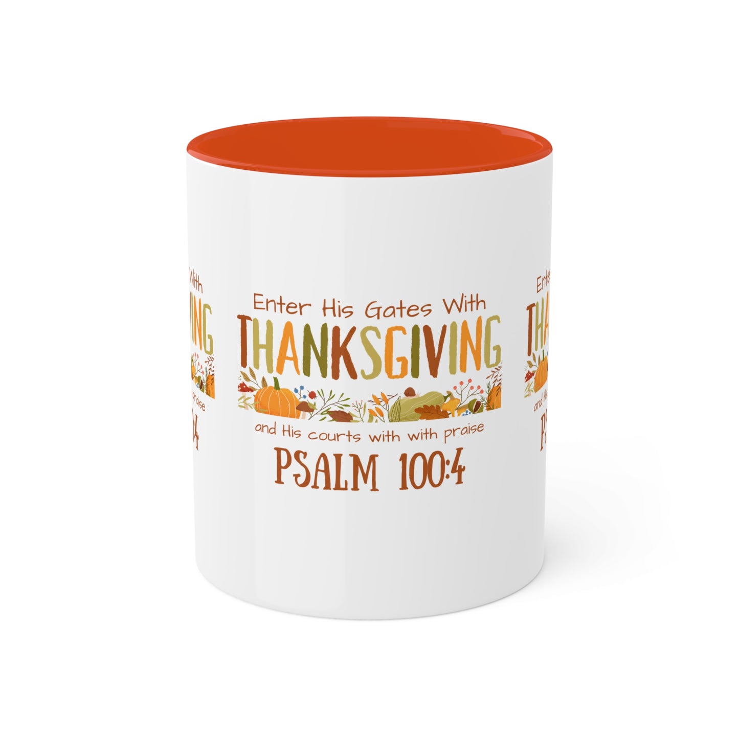 Thanksgiving Psalm 100:4 Colorful Mugs, 11oz