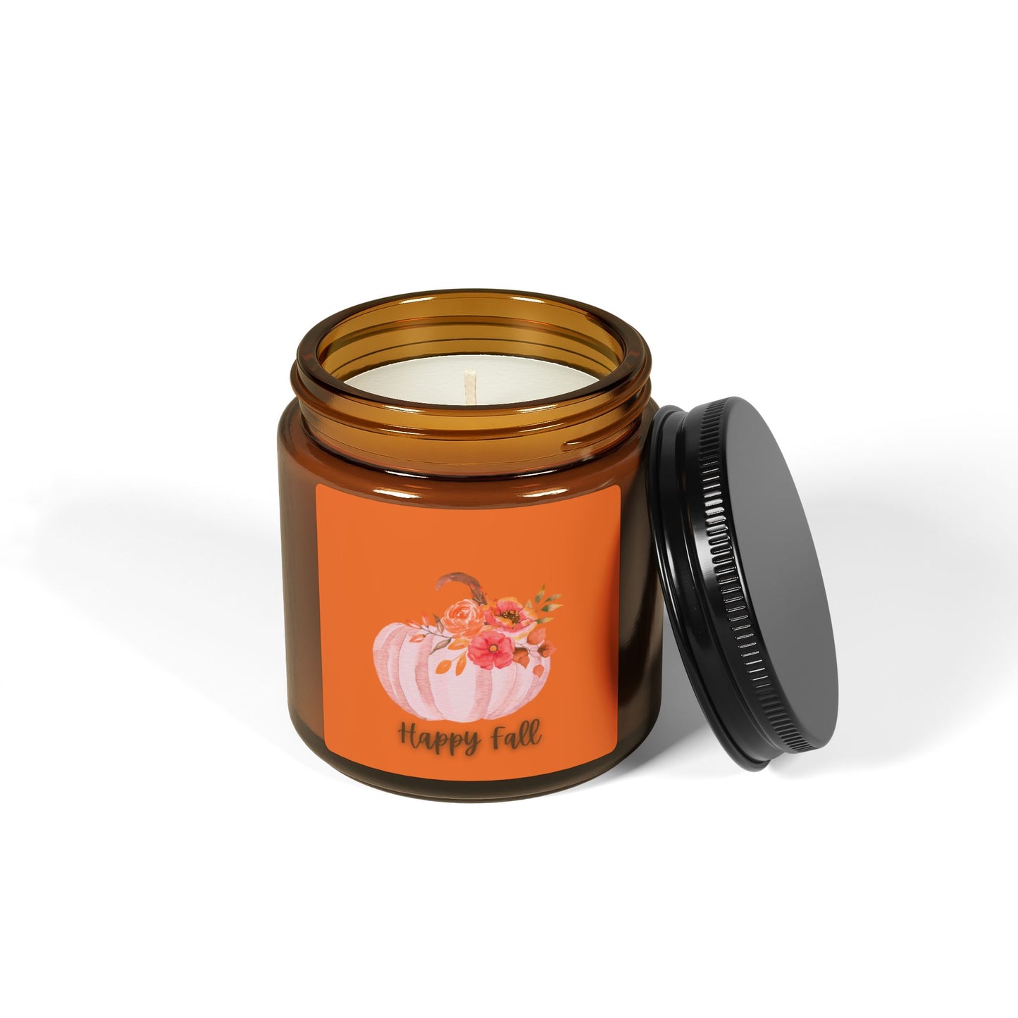 Happy Fall Scented Soy Candle (Multi-Size, Amber Jar)